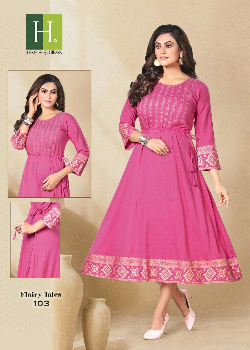 Hirwa Flairy Tales New Latest Designer Rayon Fancy Wear Kurti Collection